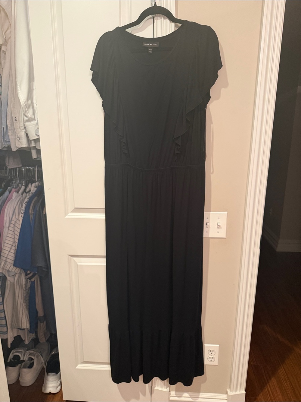 Ann Taylor Black Maxi Dress with Ruffle Sleeves